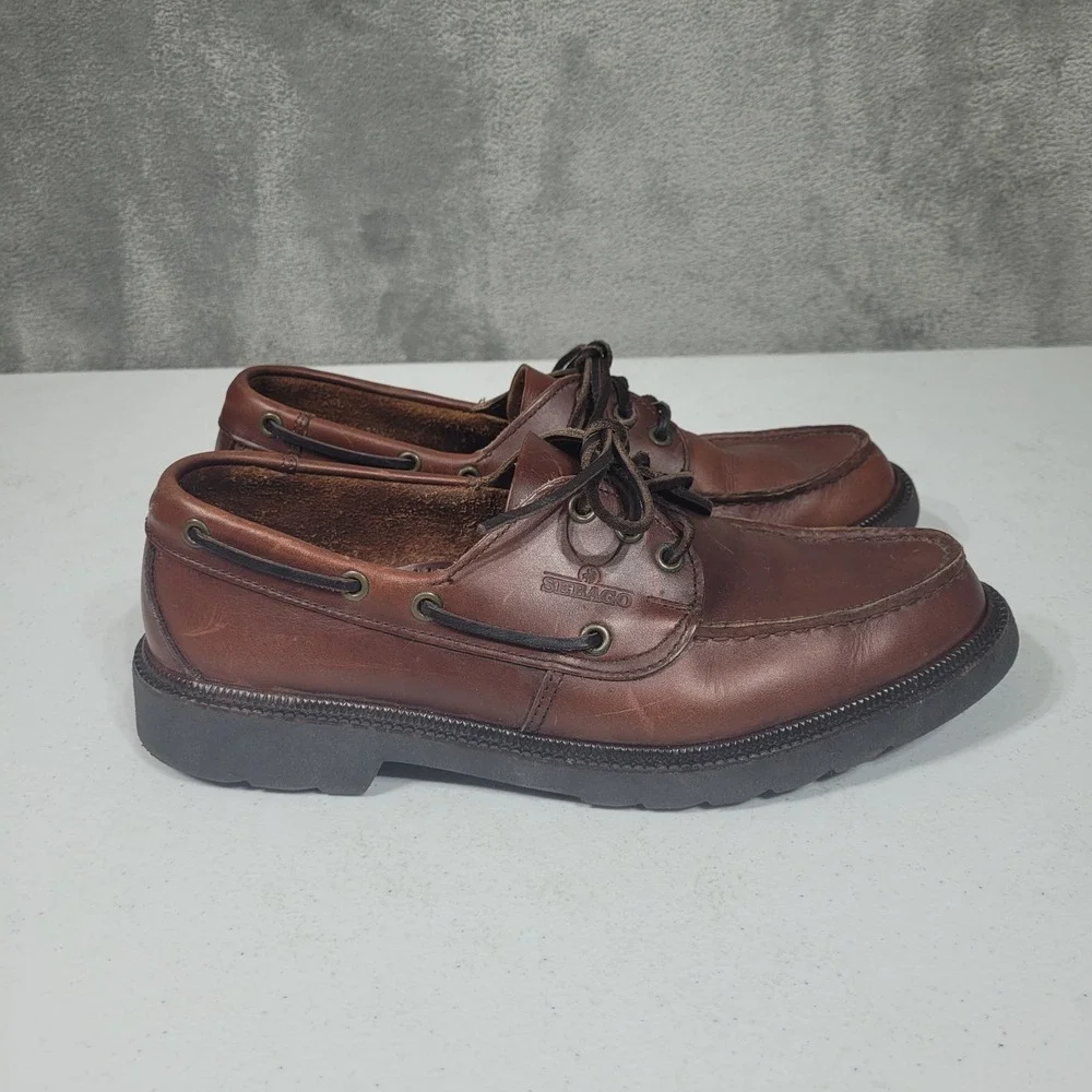 Sebago Lite Boat Shoes Mens 10.5 Brown Lites Deck Camp Shoes Leather USA Made